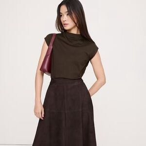 Banana Republic Silky Cotton Mock Neck Top